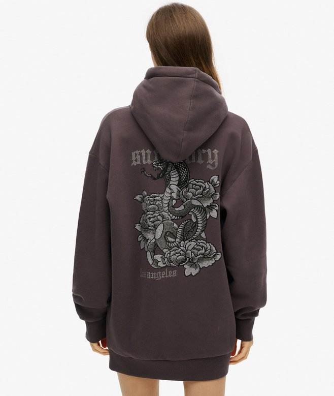 Tattoo Rhinestone Hooded Dress
