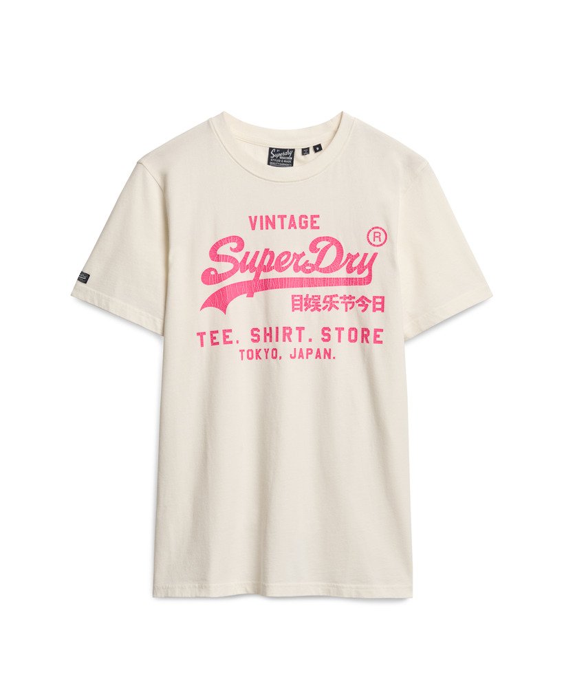 mens Neon Vintage Logo Graphic T-Shirt in ECRU | Superdry US