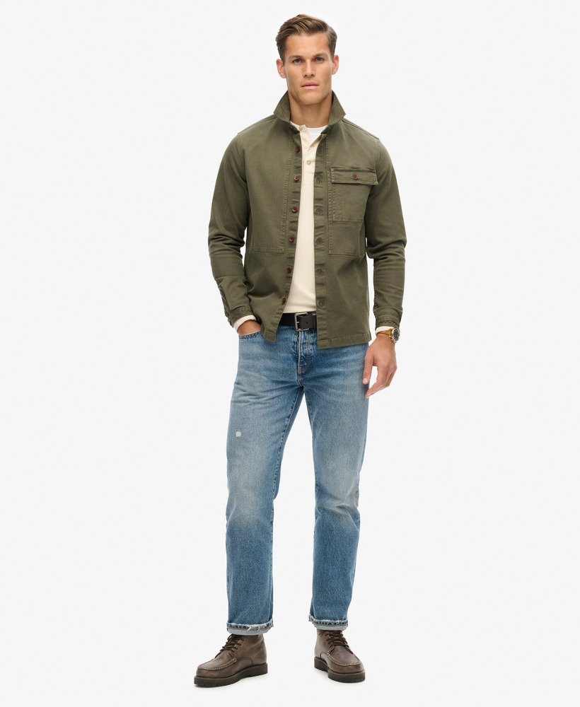 mens The Merchant Store - Utility Overshirt in Chive Green