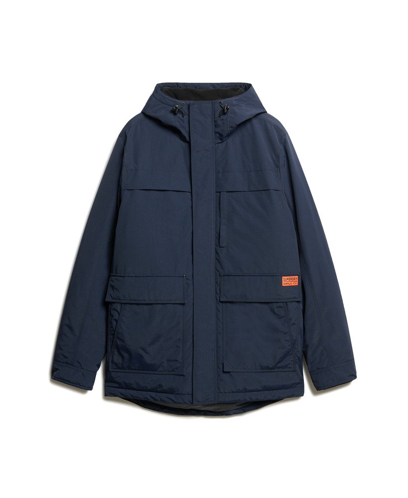 極美品 SHIPS DICROS dew Super140's 中綿ハーフコート mens Surplus Hooded Parka in Nordic Chrome Navy | Superdry US