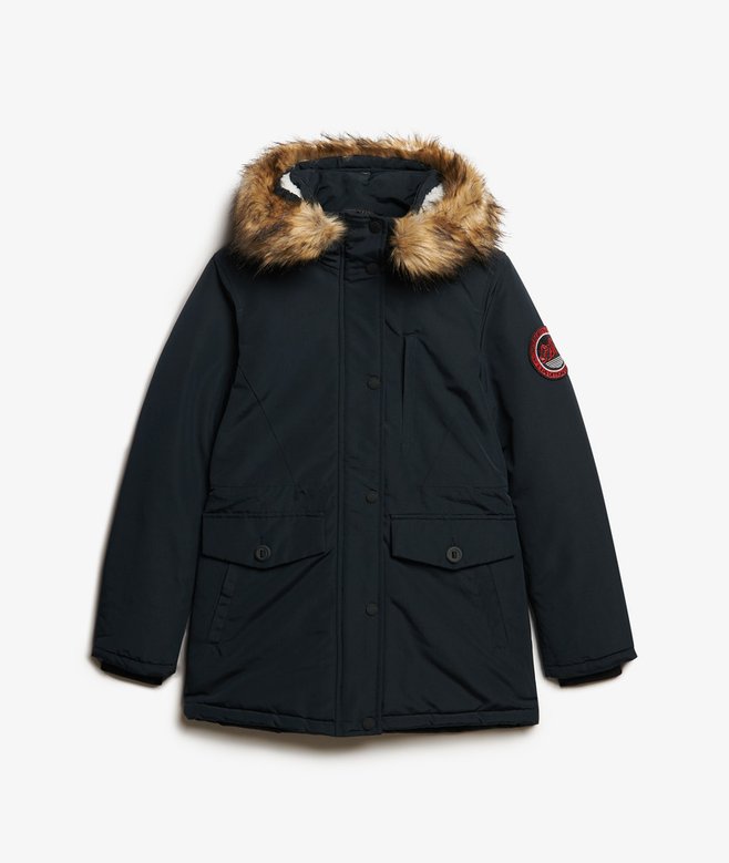 womens Hooded Everest Faux Fur Parka Coat in Eclipse Navy