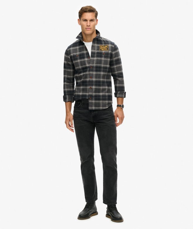 Embroidered Check Overshirt