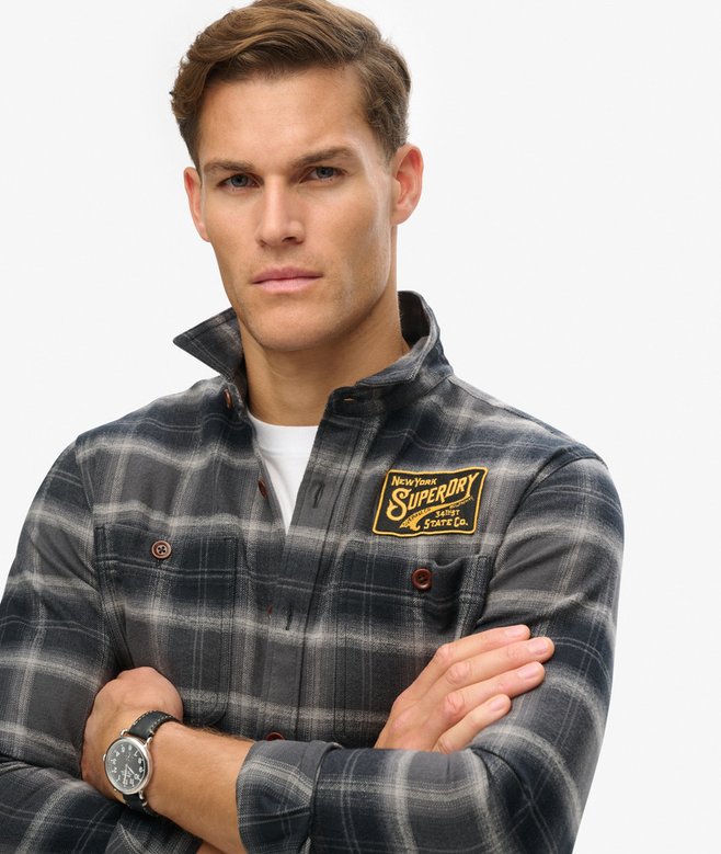Embroidered Check Overshirt