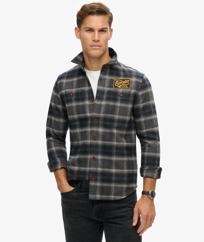Embroidered Check Overshirt
