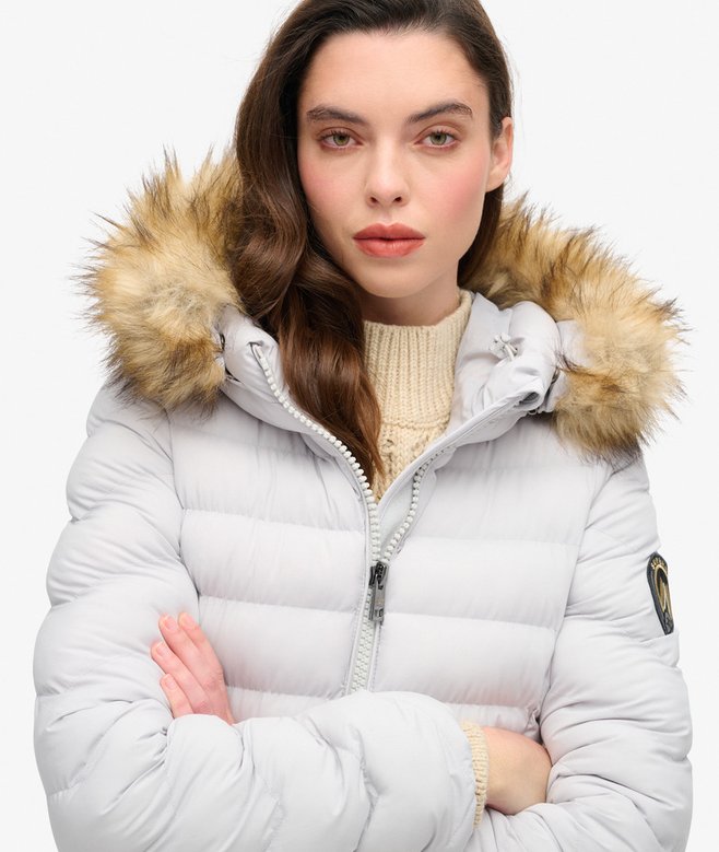 Fuji Faux Fur Hood Mid Length Puffer Coat