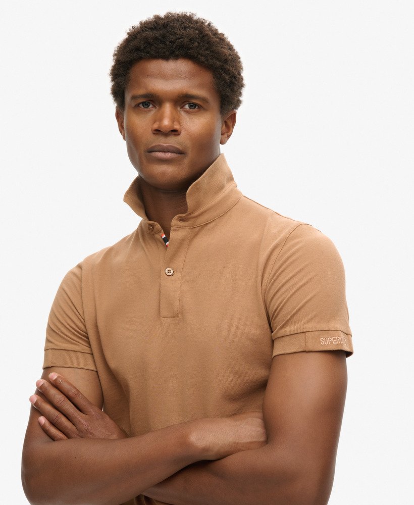 mens City Pique Polo Shirt in Classic Brown Camel | Superdry US