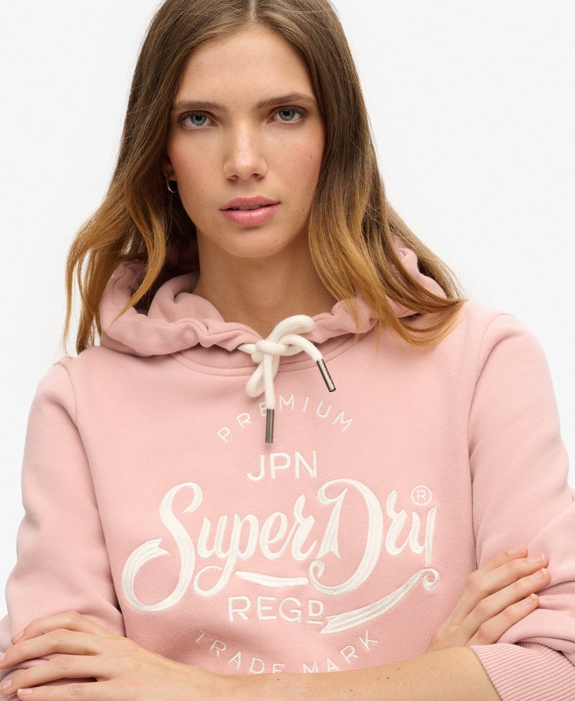 womens Premium Script Entry Hoodie in SOFT PINK | Superdry US