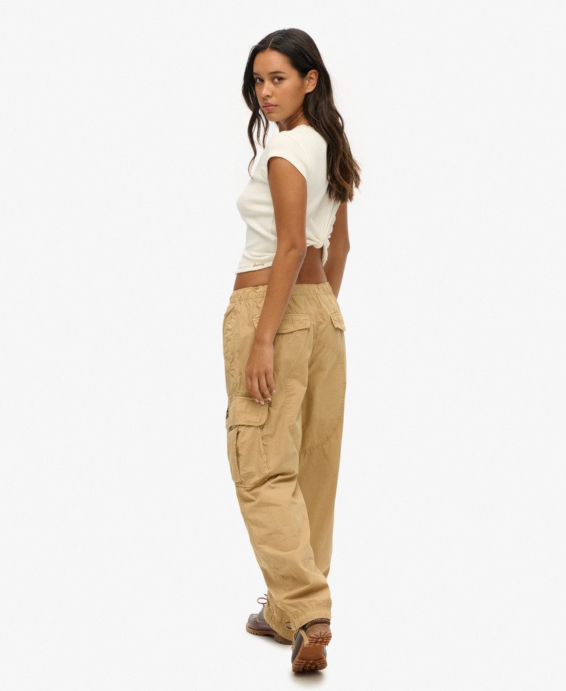 womens Oversized Baggy Parachute Pants in Dress Beige | Superdry UK