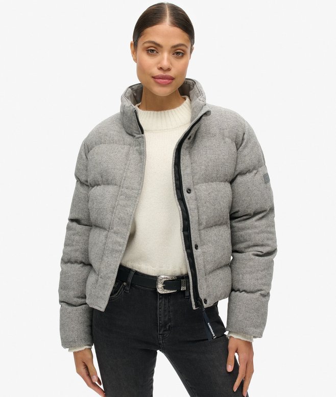Tweed Puffer Boxy Jacket
