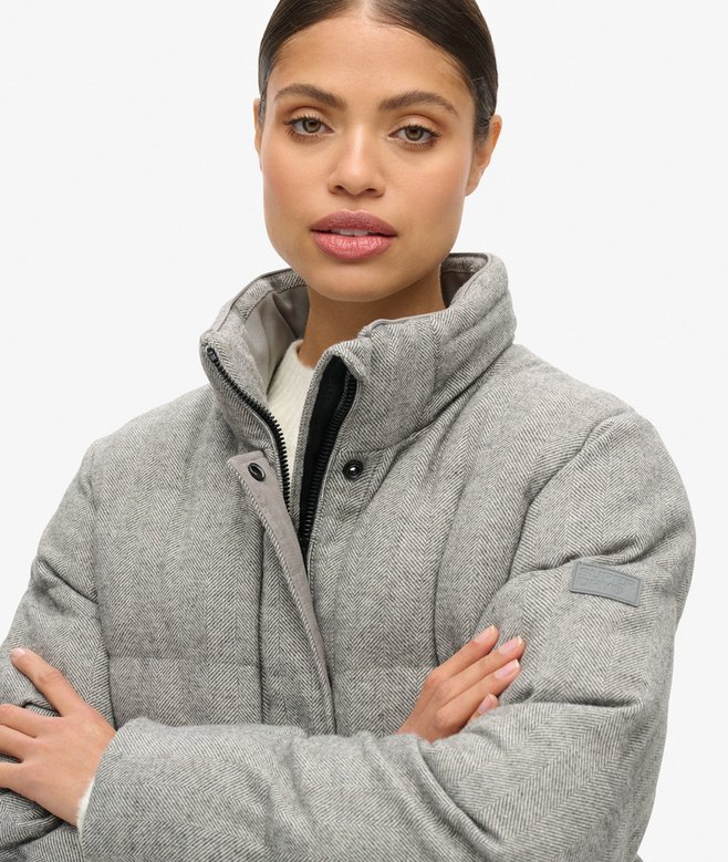 Tweed Puffer Boxy Jacket