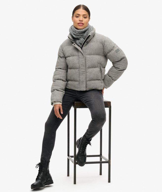 Tweed Puffer Boxy Jacket
