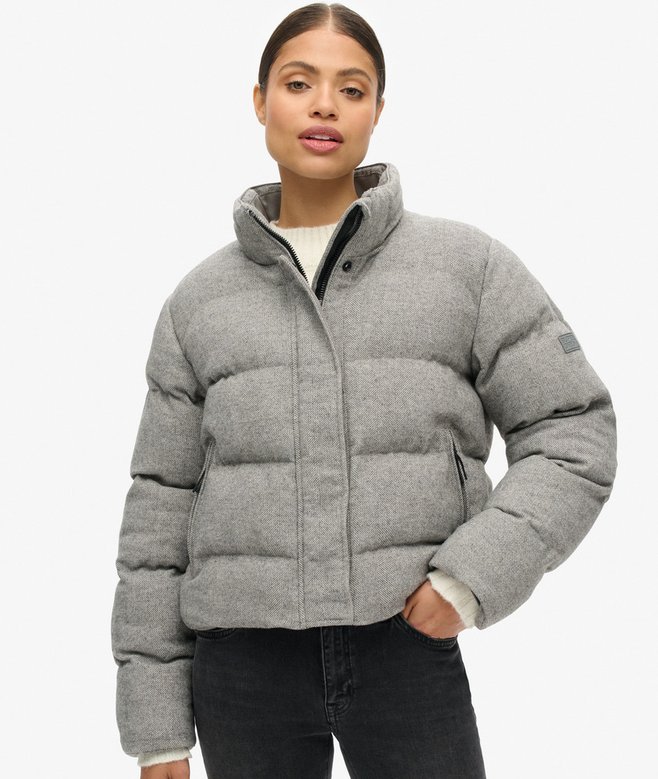 Tweed Puffer Boxy Jacket