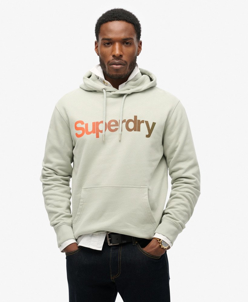 【Superdry】Puritan グレー Superdry ルーズ コア ロゴパーカー mens Core Logo Fade Loose Hoodie in Puritan Grey | Superdry UK