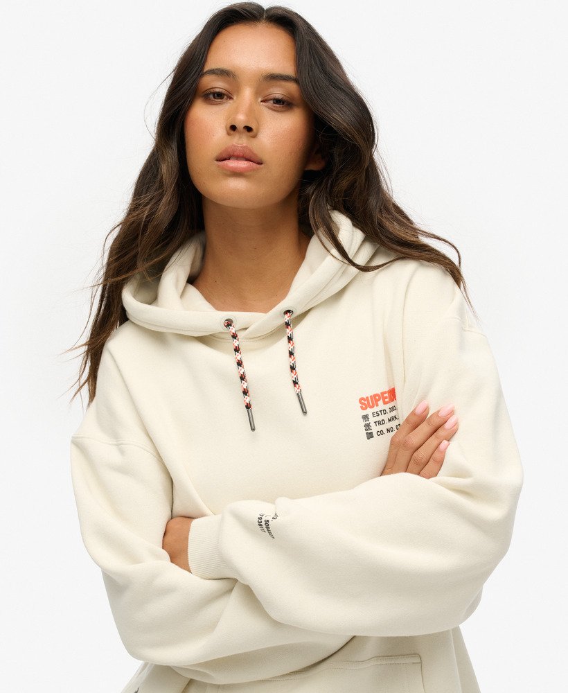 womens Oversized Utility Sport Logo Hoodie in Nordic Bone Grey | Superdry UK