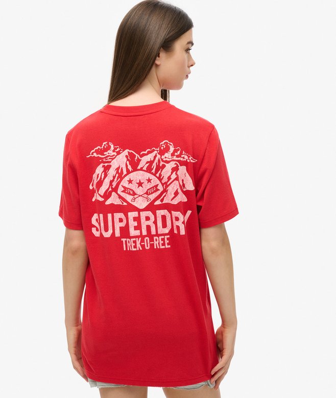 Dames Oversized Outdoor T-shirt met print in ferra red marl