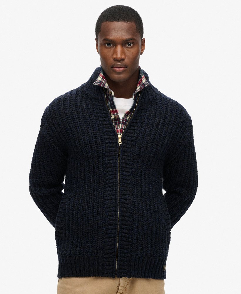 Chunky Knit Double Zip Cardigan