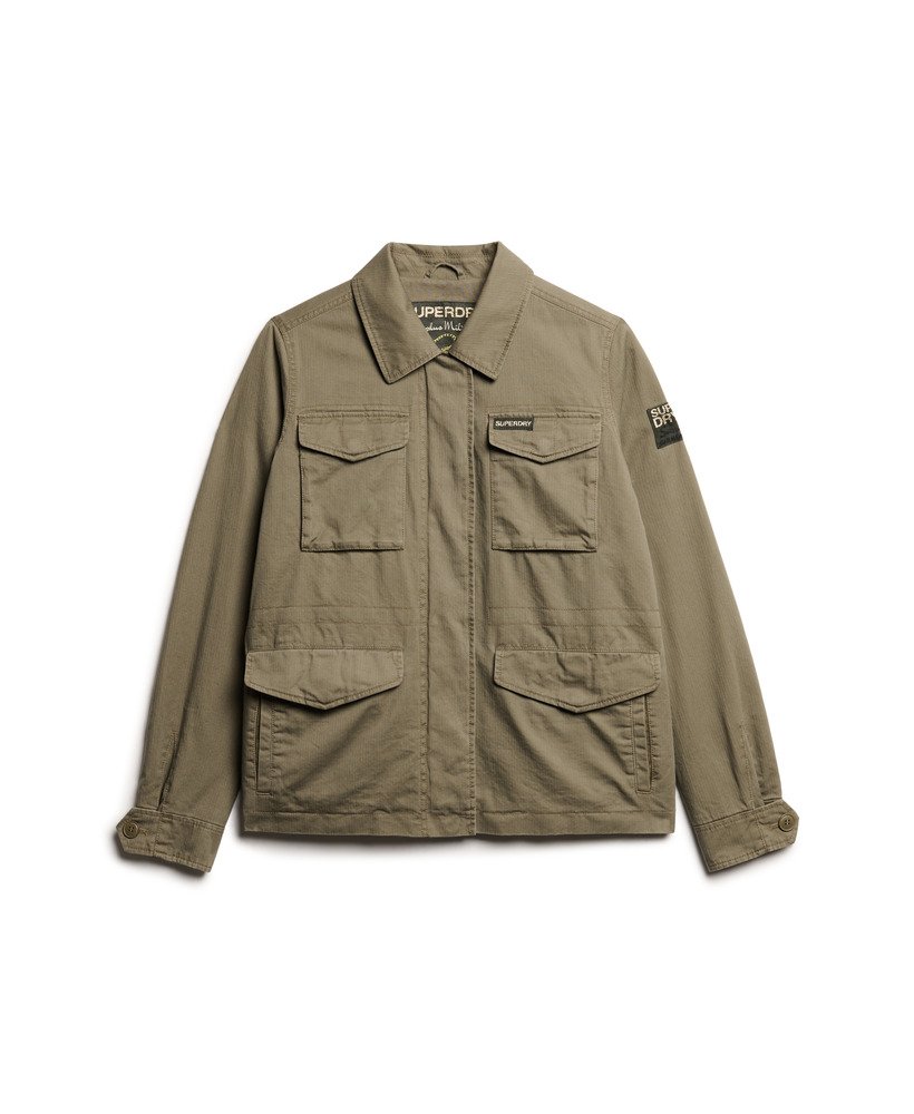 womens Embroidered M65 Military Jacket in Moss Khaki | Superdry US