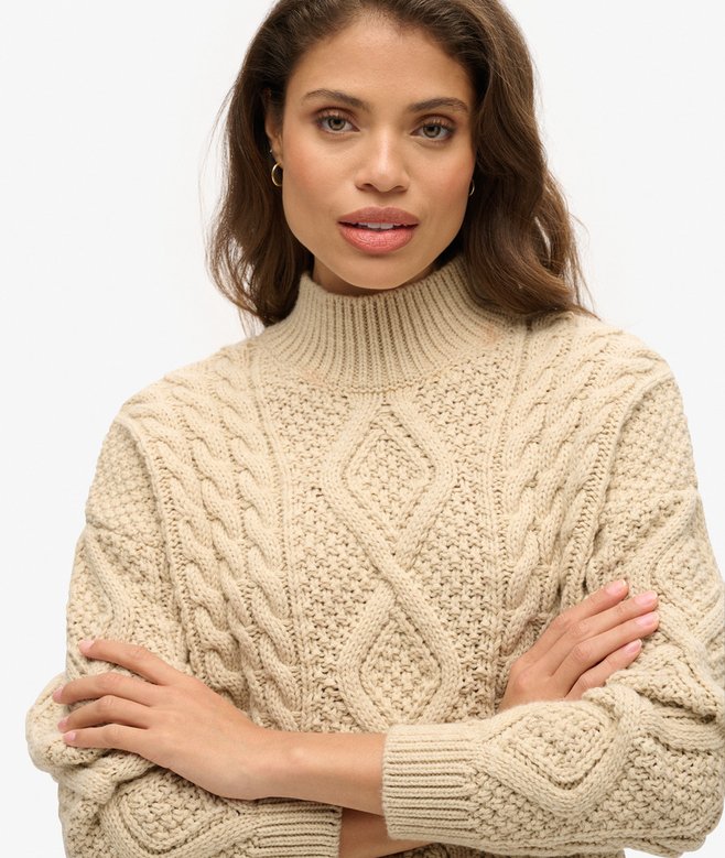 Aran Cable Knit Polo Jumper