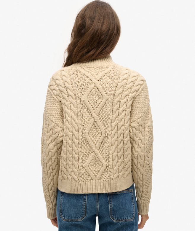 Aran Cable Knit Polo Jumper
