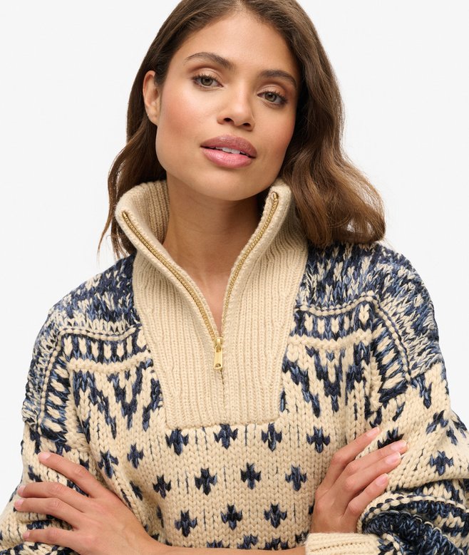 Ski Lodge Zip Neck Jumper