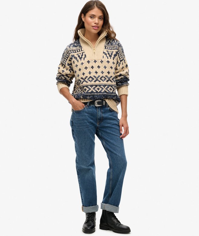 Ski Lodge Zip Neck Jumper