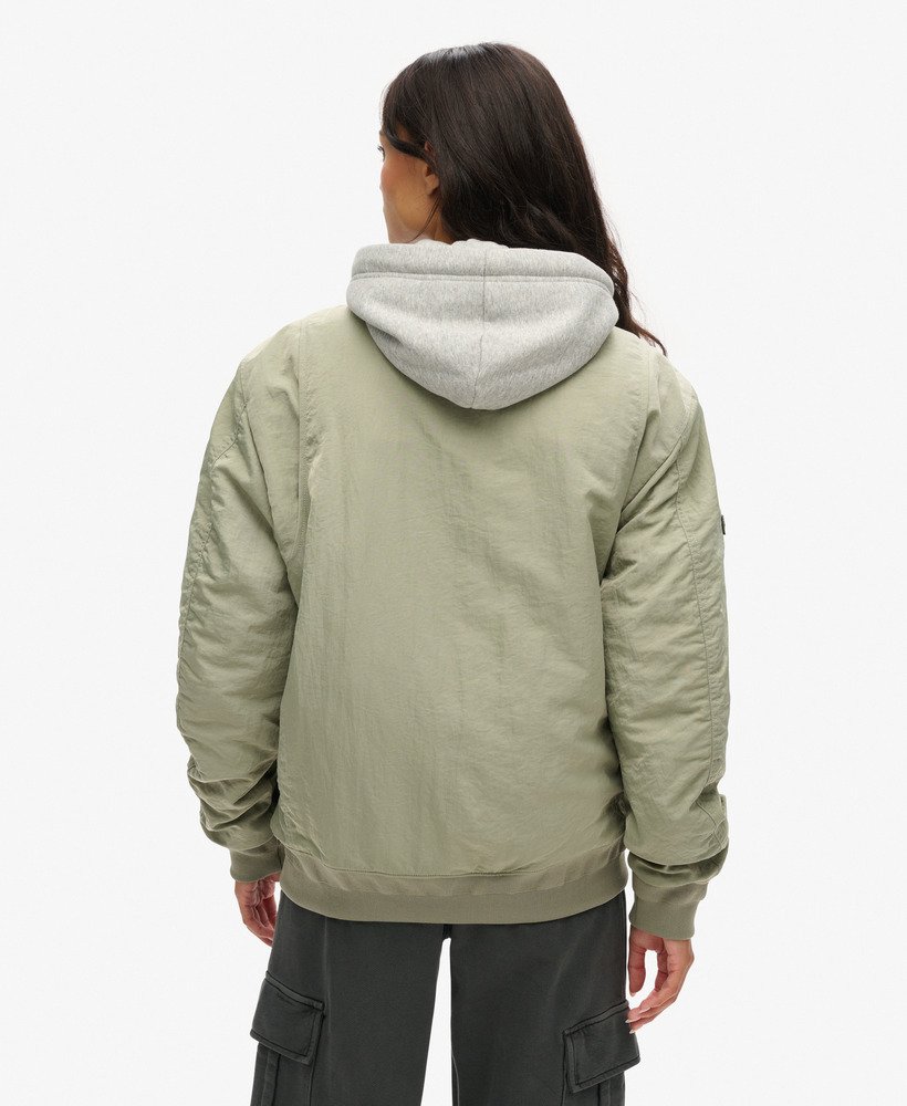 womens Oversized Military Hooded MA1 Jacket in Seagrass Green