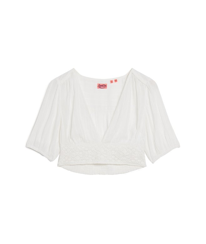 Ibiza Short Sleeve Lace Trim Top