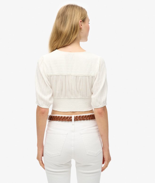 Ibiza Short Sleeve Lace Trim Top