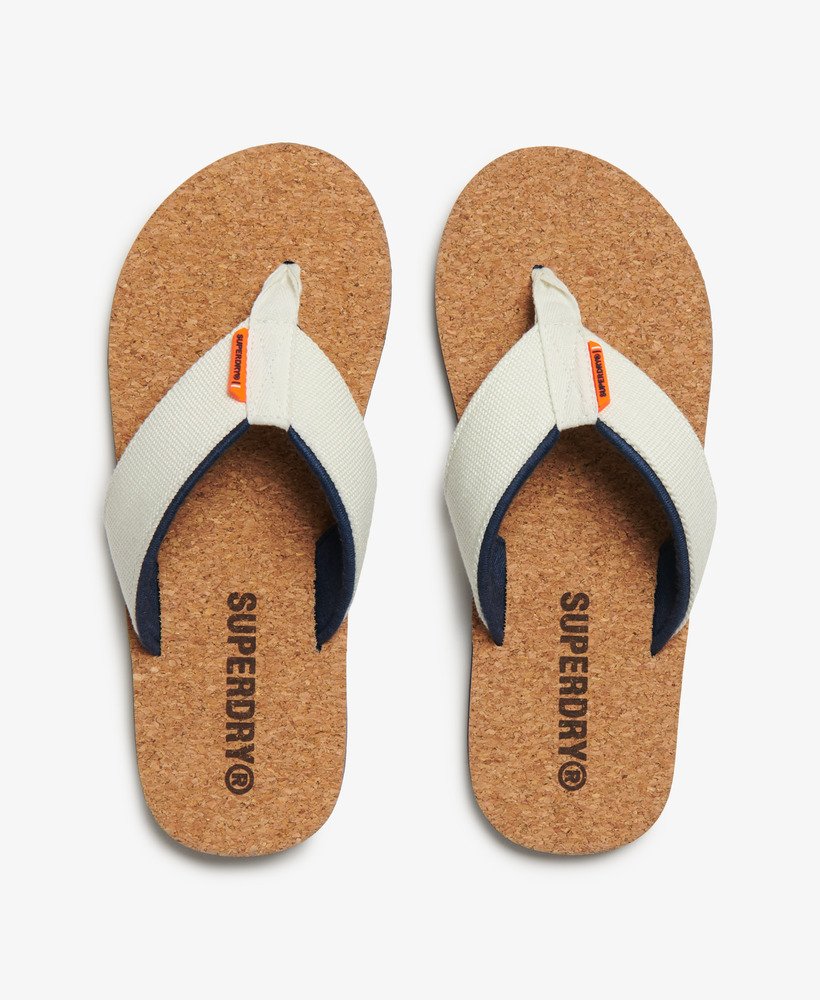 mens Cork Graphic Flip Flops in Bone White | Superdry US