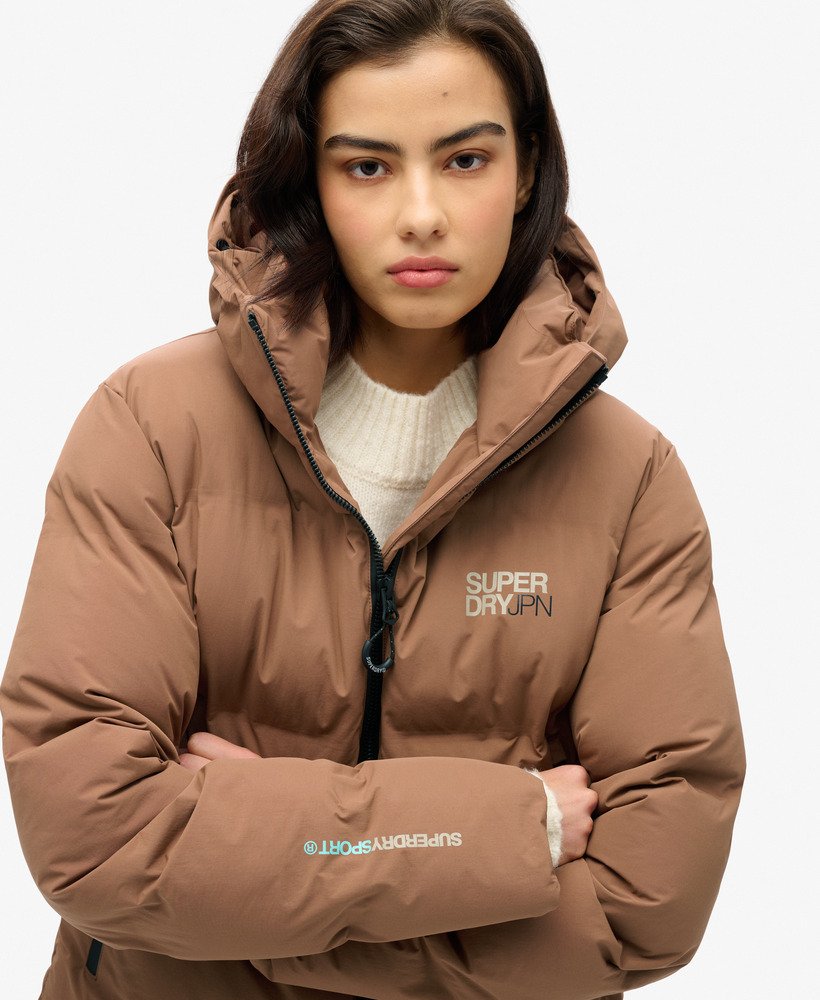 アリソンブラウン⭐︎CUDDLEGINGHAMCHECK PUFFERJACKET womens Hooded Boxy Puffer Jacket in Rawhide Brown | Superdry CA-EN
