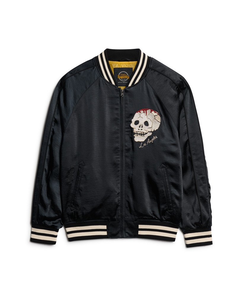 mens Sukajan Embroidered Bomber Jacket in JET BLACK | Superdry US