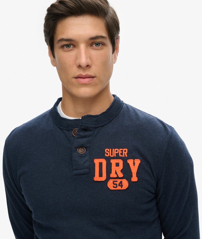 Vintage Athletic Long Sleeve Henley Top