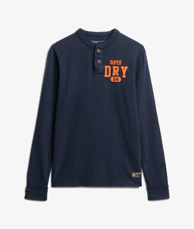 Vintage Athletic Long Sleeve Henley Top