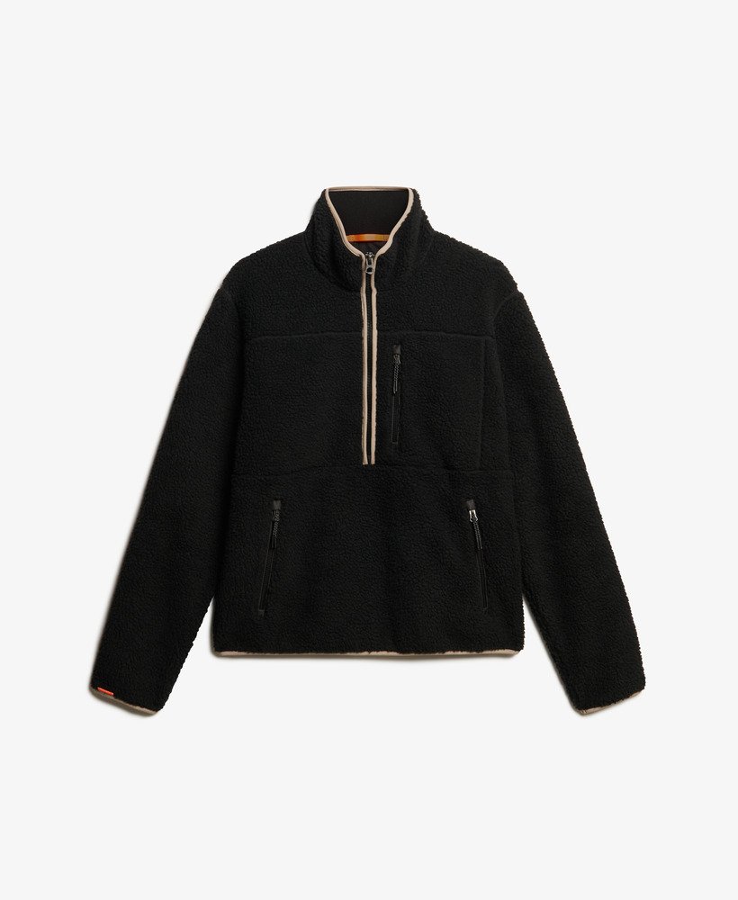 mens Outdoor Half Zip Sherpa Fleece in Contrast Black | Superdry CA-EN