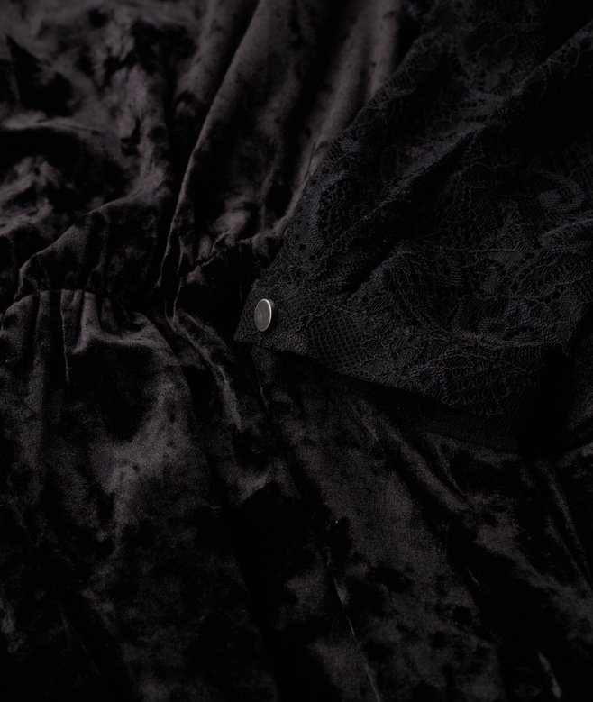 Lace Sleeve Velvet Midi Dress