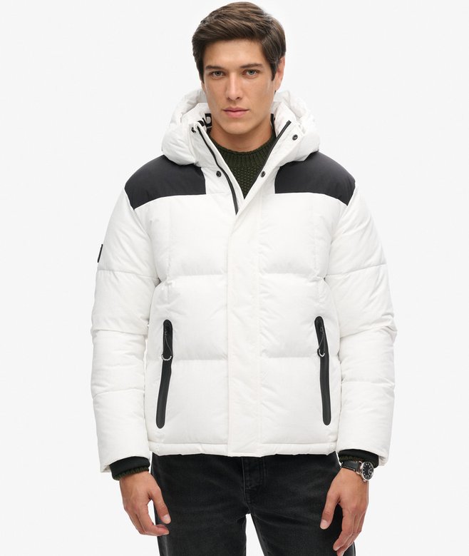 Hooded Box Quilt Puffer Jacket