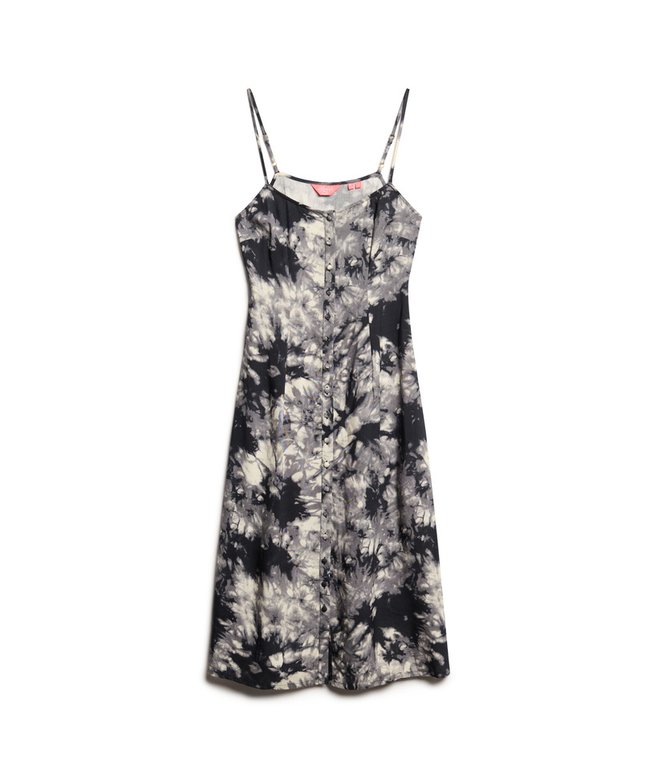 Printed Button-Up Cami Midi Dress
