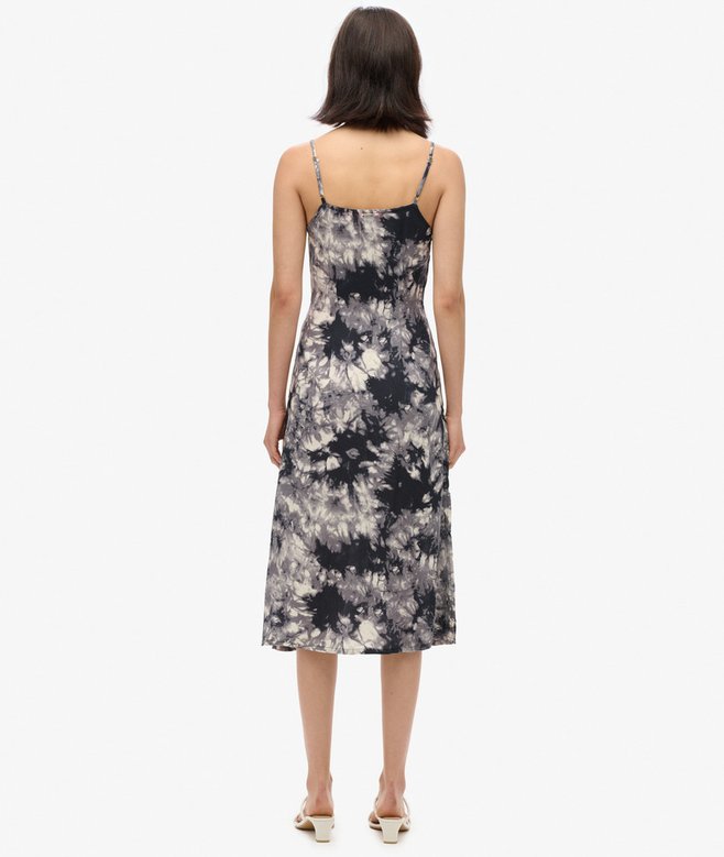 Printed Button-Up Cami Midi Dress