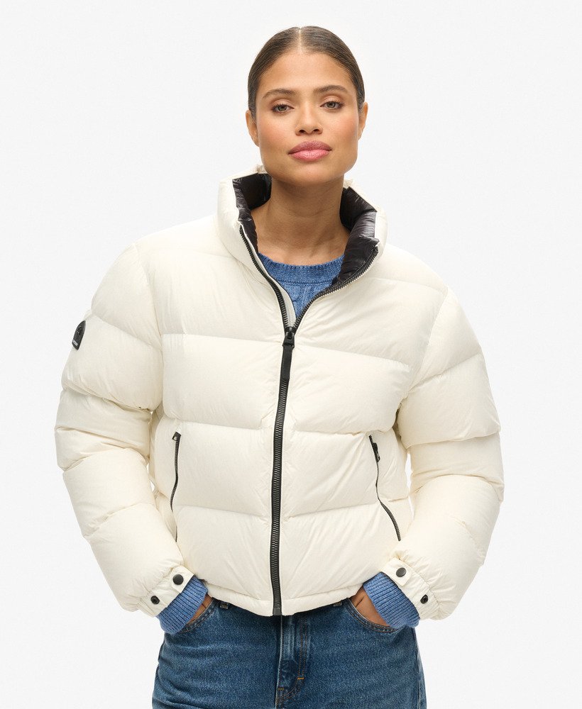 womens Luxe Alpine Down Padded Jacket in WHITE | Superdry US