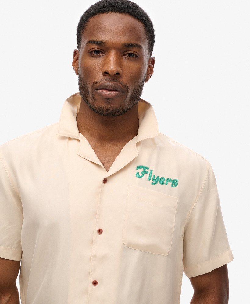 mens Vintage Bowling Short Sleeve Shirt in OATMEAL | Superdry CA-EN