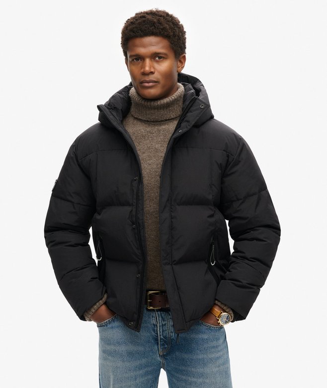 Hooded Box Quilt Puffer Jacket