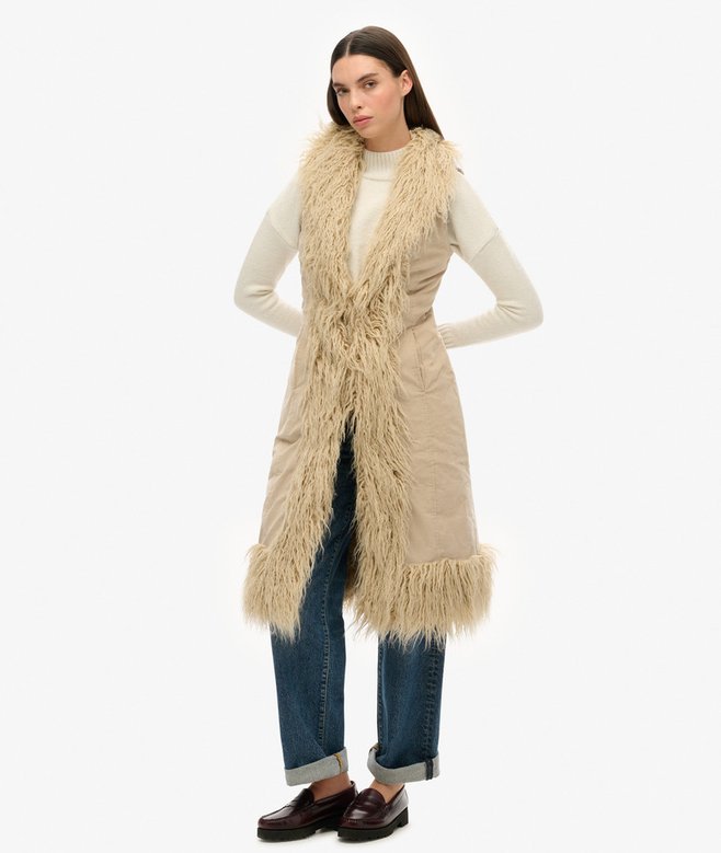 Faux Fur Afghan Long Gilet