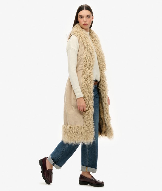 Faux Fur Afghan Long Gilet