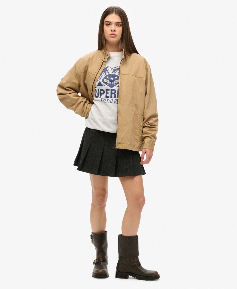 womens Oversized Classic Harrington Jacket in Canyon Beige