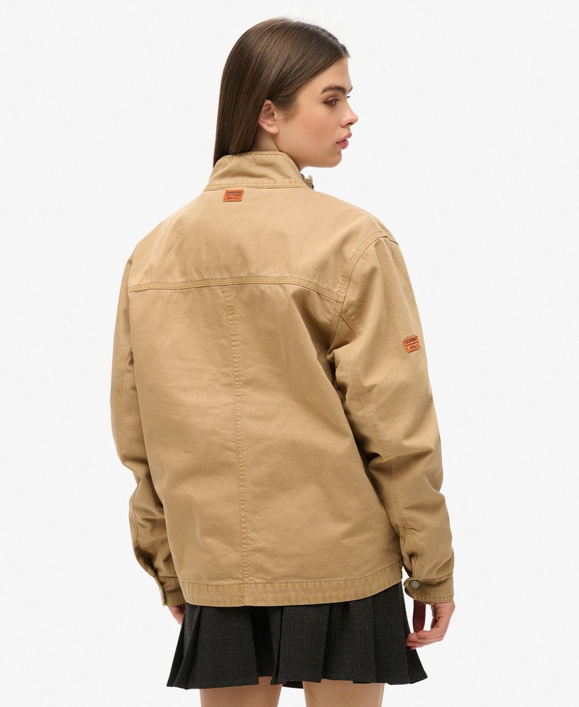 womens Oversized Classic Harrington Jacket in Canyon Beige