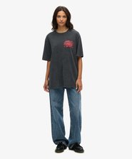 Oversized biker rock T-shirt met print en losse pasvorm