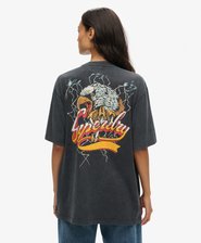 Oversized biker rock T-shirt met print en losse pasvorm