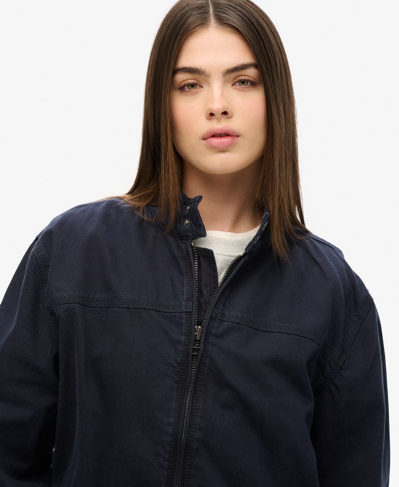 womens Oversized Classic Harrington Jacket in Eclipse Navy