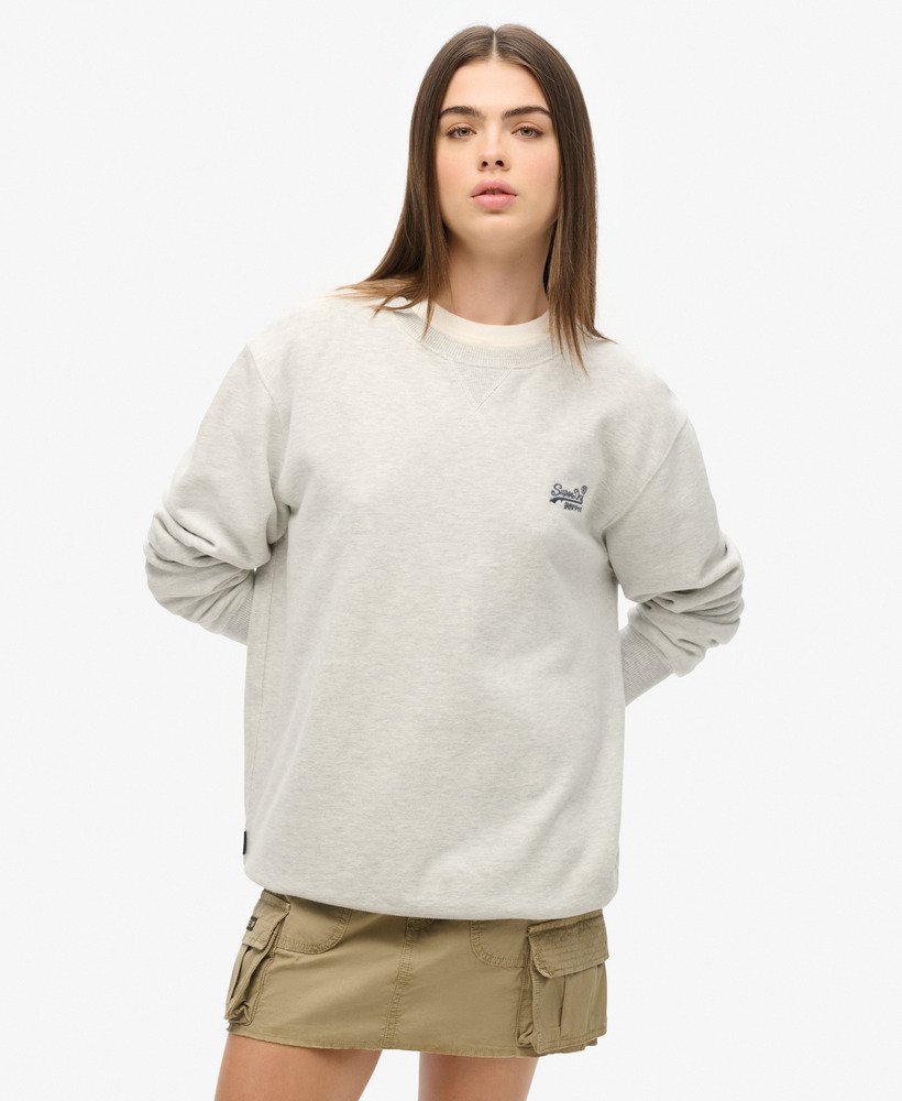 womens Oversized Essential Logo Crew Sweatshirt in Glacier Grey