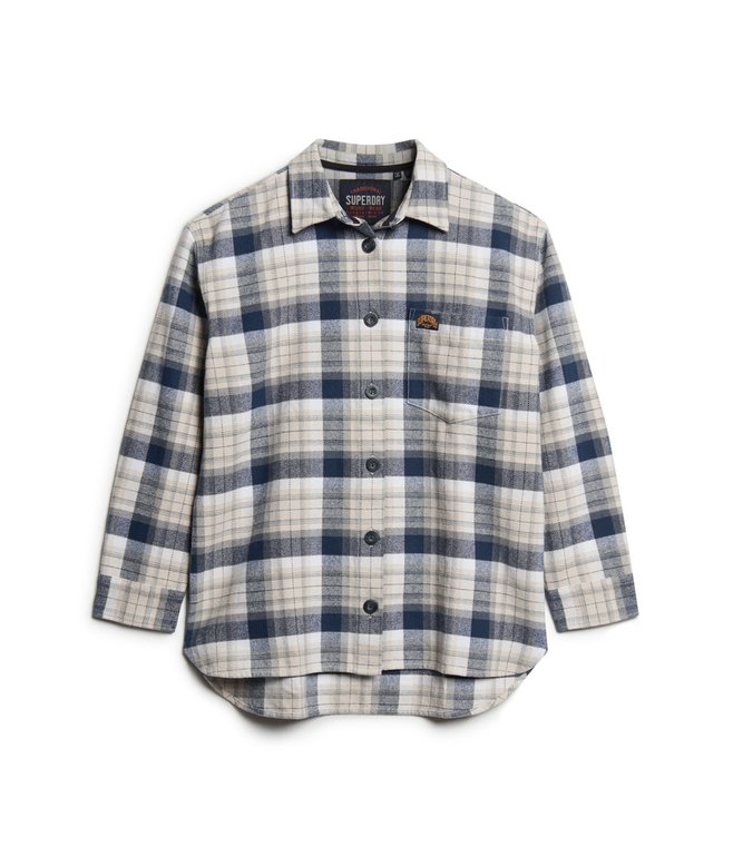 Karierte Hemdjacke aus Flanell marineblau/elfenbein kariert für